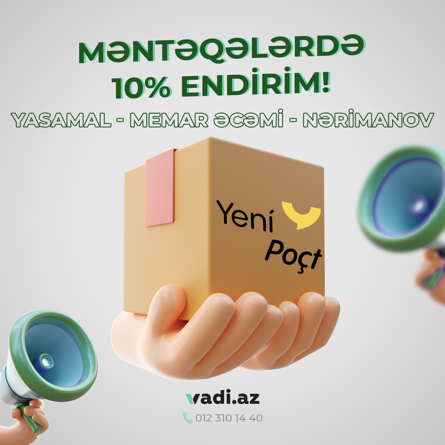 Memar Əcəmi,Yasamal və Nəriman Nərimanov təhvil məntəqələrinə özəl 10% ENDİRİM 